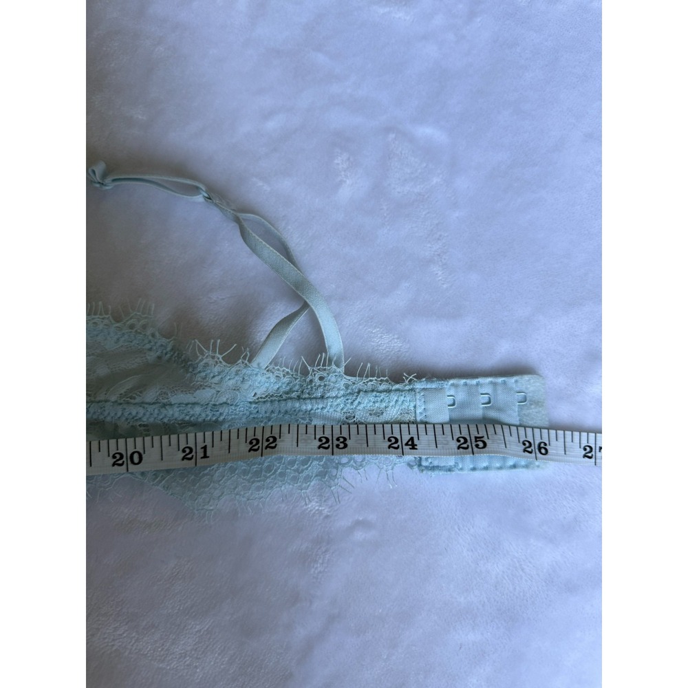 Aerie Blue Womens M Floral Lace Padded Boho Longline Wireless Crossback Bralette - Picture 7 of 14